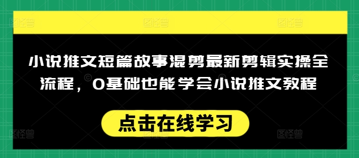 小说推文短篇故事混剪最新剪辑实操全流程，0基础也能学会小说推文教程，肯干多发日入多张-偏门项目网