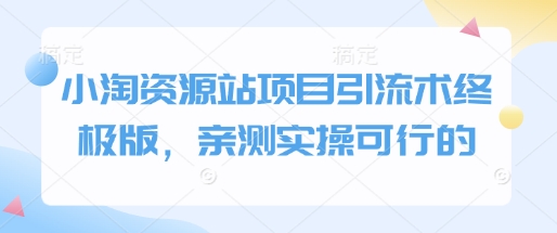 小淘资源站项目引流术终极版，亲测实操可行的-偏门项目网