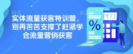 实体流量获客特训营，​别再苦苦支撑了赶紧学会流量营销获客-偏门项目网