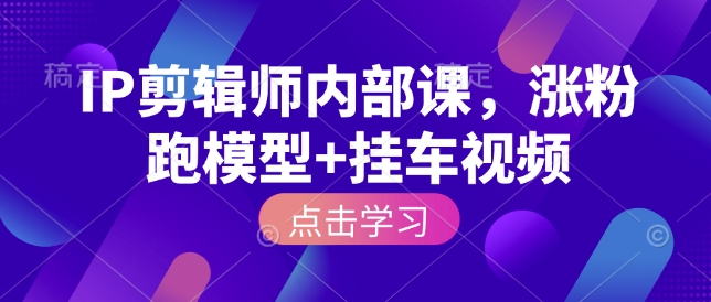 IP剪辑师内部课，涨粉跑模型+挂车视频-偏门项目网