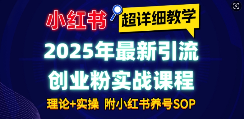 2025年最新小红书引流创业粉实战课程【超详细教学】小白轻松上手，月入1W+，附小红书养号SOP-偏门项目网
