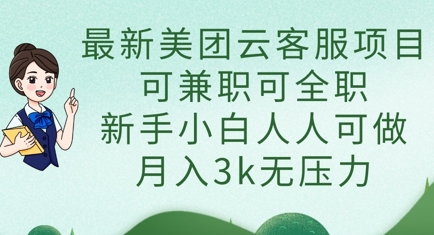 最新美团云客服项目，可兼职可全职，新手小白人人可做，月入3k无压力-偏门项目网