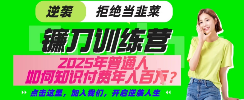 【网创项目终点站-镰刀训练营超级IP合伙人】25年普通人如何通过“知识付费”年入百个-仅此一版【揭秘】-偏门项目网