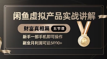 精品！闲鱼虚拟产品实战讲解，新手一部手机即可操作，副业月利润可达5k+-偏门项目网