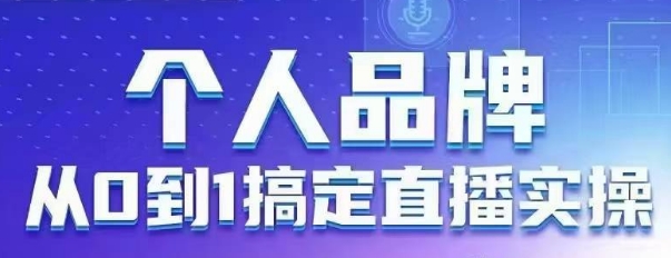 个人品牌：从0到1搞定直播实操，用直播为你的个人品牌赋能，六大实操板块，放大个人影响力-偏门项目网
