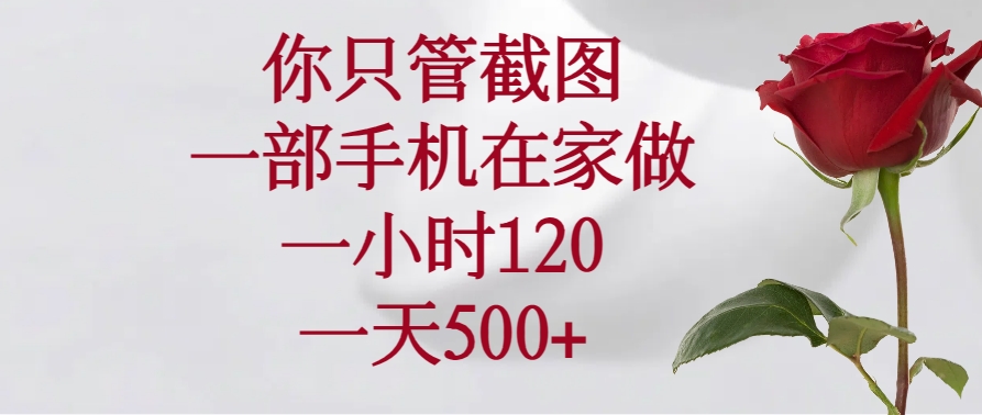 你只管截图，一部手机在家做，一小时120，一天500+-偏门项目网