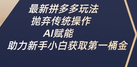 最新拼多多玩法，抛弃传统操作，AI赋能，助力新手小白获取第一桶金-偏门项目网