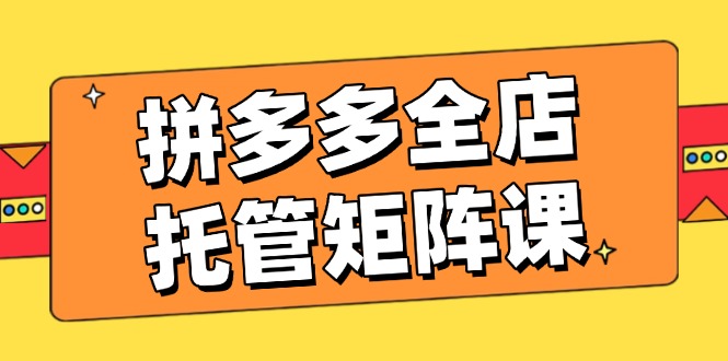 拼多多全店托管矩阵课，盈利动销玩法，高效计划设置，提升店铺效益-偏门项目网