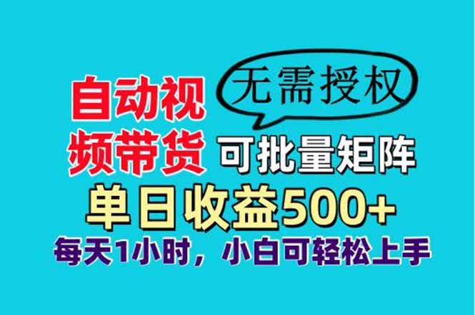 自动视频带货，可批量矩阵，单日收益500+、轻松实现睡后收益，小白可…-偏门项目网