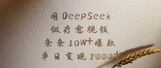 用DeepSeek做疗愈视频，条条10W+爆款，单日变现多张-偏门项目网