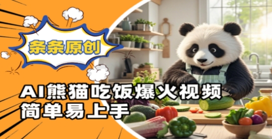 Ai熊猫吃饭爆火视频，条条原创，简单易上手-偏门项目网