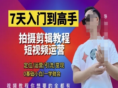 7天入门到高手，短视频剪辑运营高手课，定位 运营 引|流 变现，0基础小白一学就会-偏门项目网
