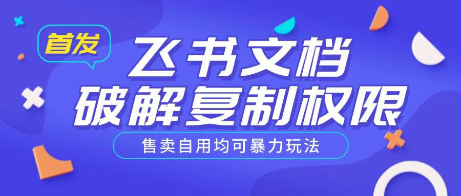 首发飞书文档破解复制权限，售卖自用均可暴力玩法-偏门项目网