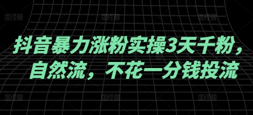 抖音暴力涨粉实操3天千粉，自然流，不花一分钱投流，实操经验分享-偏门项目网