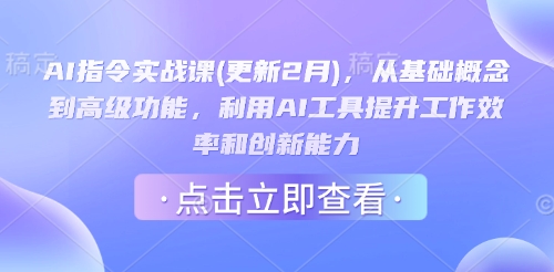 AI指令实战课(更新2月)，从基础概念到高级功能，利用AI工具提升工作效率和创新能力-偏门项目网