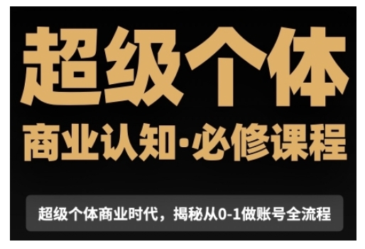 超级个体商业认知觉醒视频课，商业认知·必修课程揭秘从0-1账号全流程-偏门项目网