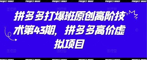 拼多多打爆班原创高阶技术第43期，拼多多高价虚拟项目-偏门项目网