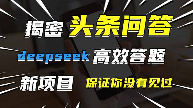 头条问答，刚出的新玩法！保证你没见过！用DeepSeek去高效答题，一个账…-偏门项目网