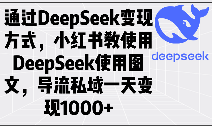 通过DeepSeek变现方式，小红书教使用DeepSeek图文，导流私域一天变现1000+-偏门项目网