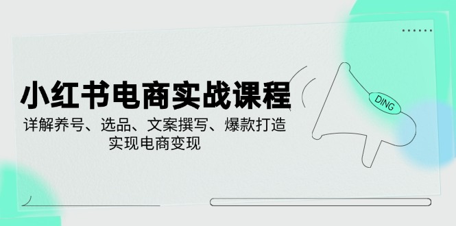 小红书电商实战课程，详解养号、选品、文案撰写、爆款打造，实现电商变现-偏门项目网