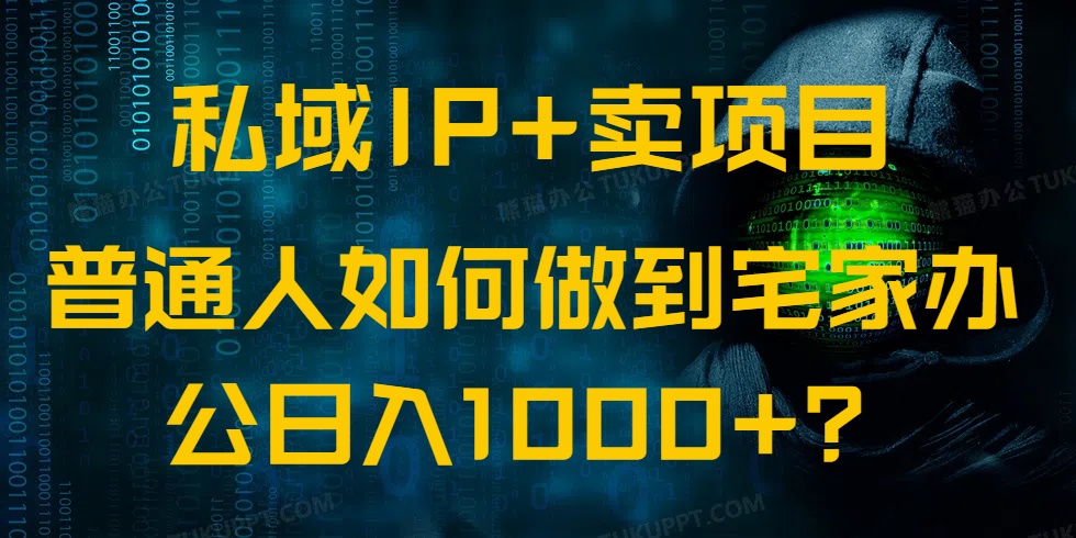 私域IP+卖项目，普通人如何做到宅家办公实现日入1000+-偏门项目网