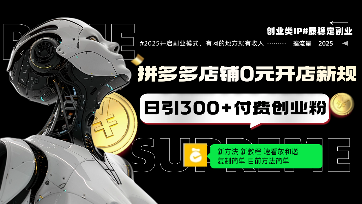 拼多多店铺0元开店新规，日引300+付费创业粉，目前方法简单复制粘贴可矩阵-偏门项目网