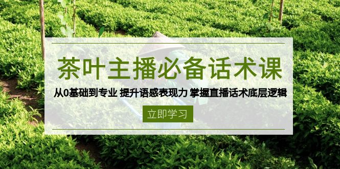 茶叶 主播必备话术课 从0基础到专业 提升语感表现力 掌握直播话术底层逻辑-偏门项目网
