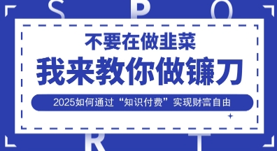 韭菜生涯终结者，我来教你做镰刀，2025如何通过“知识付费”实现财F自由【揭秘】-偏门项目网