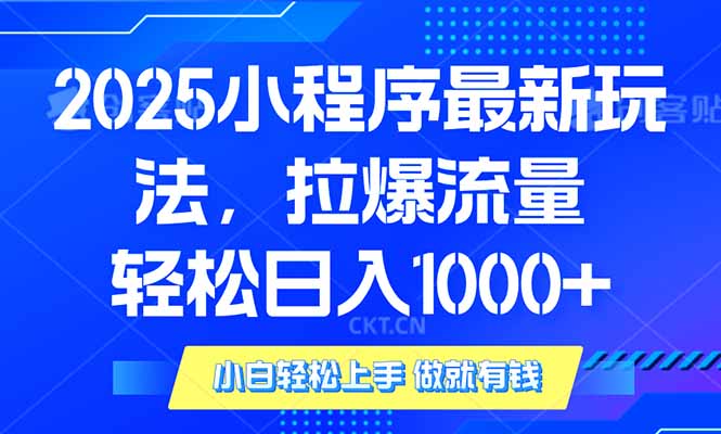2025年小程序最新玩法，流量直接拉爆，单日稳定变现1000+-偏门项目网
