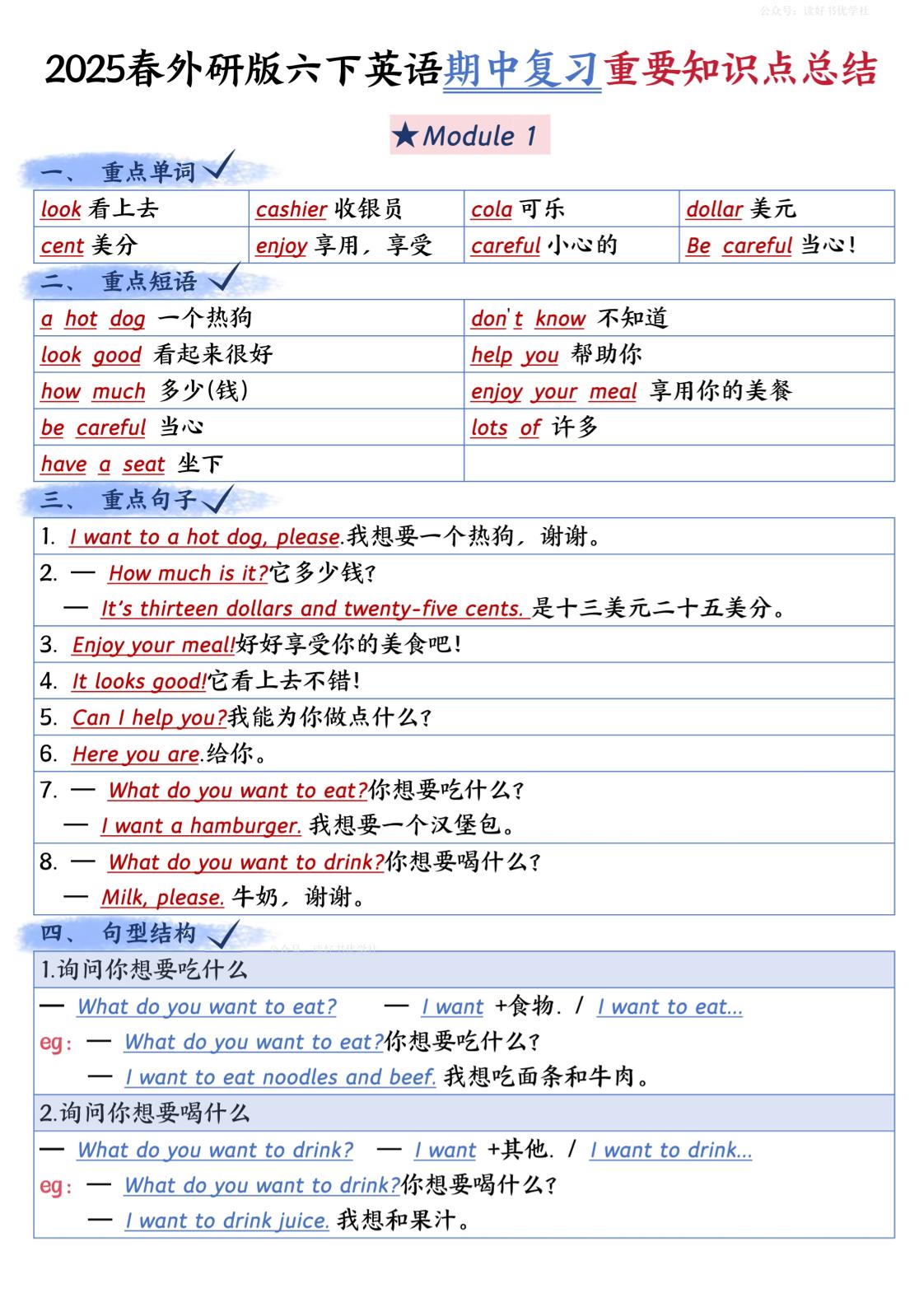 六下英语外研期中知识梳理-偏门项目网