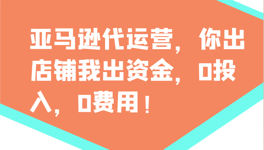 亚马逊代运营，你出店铺我出资金，0投入，0费用，无责任每天300分红，赢亏我承担-偏门项目网