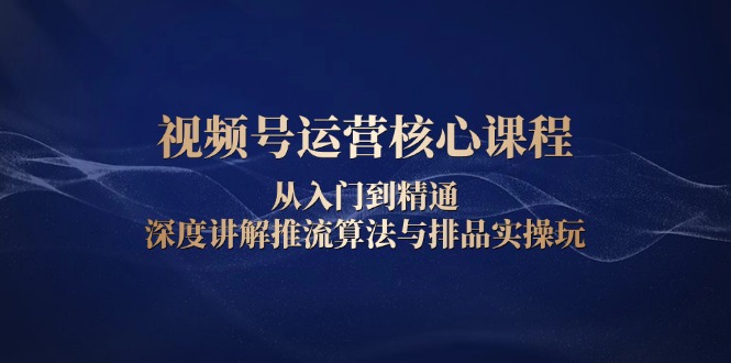 视频号运营核心课程，从入门到精通，深度讲解推流算法与排品实操玩-偏门项目网