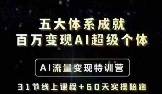 五大体系成就百万变现AI超级个体- AI流量变现特训营，一步一步教你一个人怎么年入百W-偏门项目网