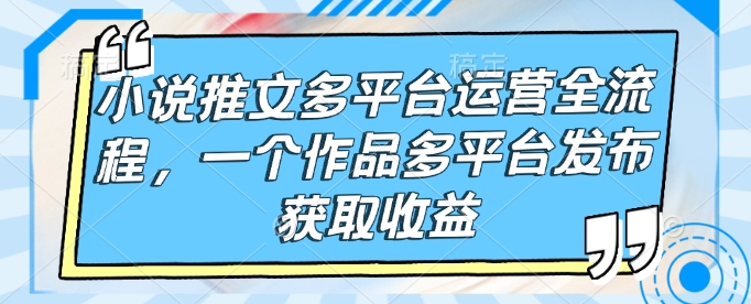 小说推文多平台运营全流程，一个作品多平台发布获取收益-偏门项目网