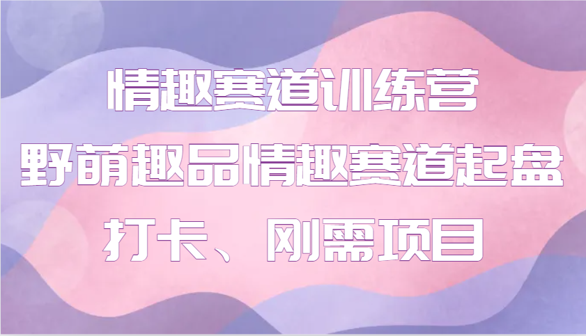 情趣赛道训练营 野萌趣品情趣赛道起盘打卡、刚需项目-偏门项目网