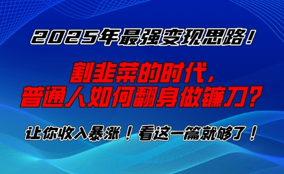 2025年最强变现思路，割韭菜的时代， 普通人如何翻身做镰刀？【揭秘】-偏门项目网