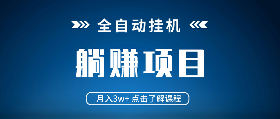 全自动挂机项目 月入3w+ 真正躺平项目 不吃电脑配置 当天见收益-偏门项目网