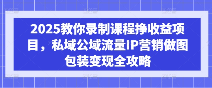 2025教你录制课程挣收益项目，私域公域流量IP营销做图包装变现全攻略-偏门项目网