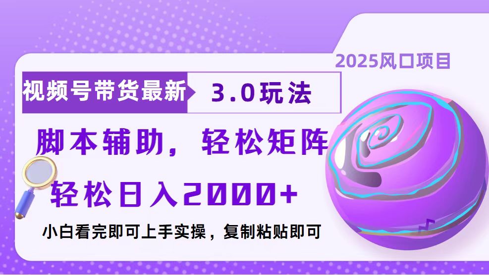 视频号带货最新3.0玩法，作品制作简单，当天起号，复制粘贴，脚本辅助…-偏门项目网